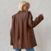 Art 508-10 Pruun klassikaline nahkne oversize pintsak ALEX "Art 508"