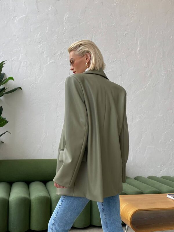 Art 508-11 Oliiviroheline klassikaline nahkne oversize pintsak ALEX "Art 508"