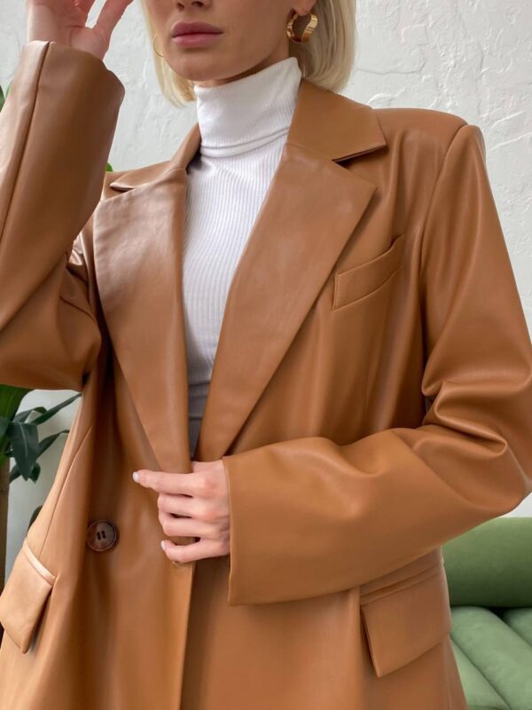 Art 508-5 Camel klassikaline nahkne oversize pintsak ALEX "Art 508"