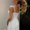 Valge suvine linane kleit "Mod 102"