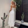 Valge suvine linane kleit "Mod 102"