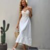 Valge suvine linane kleit "Mod 102"