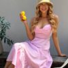 Roosa suvine linane kleit "Mod 102"