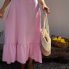 Roosa suvine linane kleit "Mod 102"