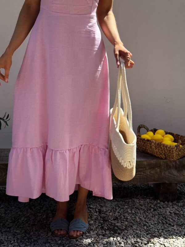 Roosa suvine linane kleit "Mod 102"
