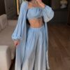 Helesinine kolmeosaline tencel komplekt "Mod 1339"