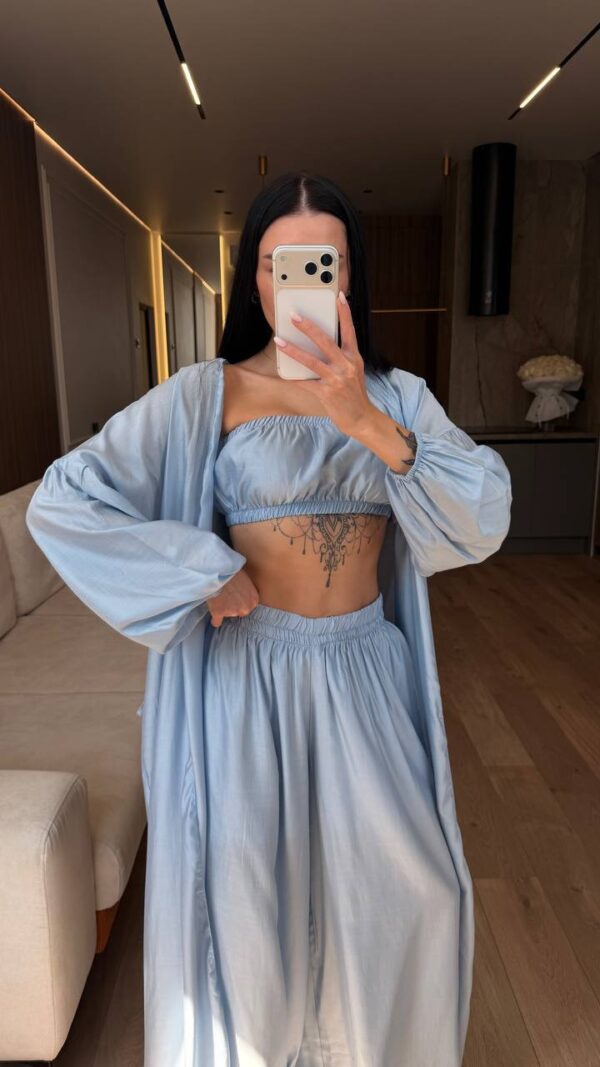 Helesinine kolmeosaline tencel komplekt "Mod 1339"