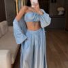 Helesinine kolmeosaline tencel komplekt "Mod 1339"