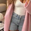 Mod 1350-12 Roosa pikk alpaka kardigan "Mod 1350"