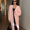 Roosa alpakavillane pikk kardigan "Mod 489"