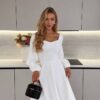 Valge midikleit BELLA MUSE "Model 958"