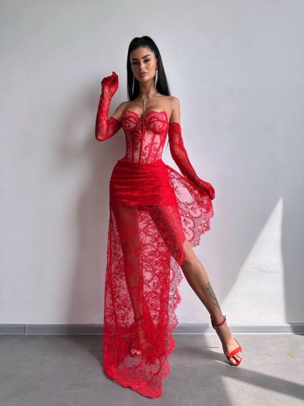 Lace-Muse-52 Punane maxi kleit "LACE MUSE"