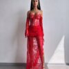 Lace-Muse-49 Punane maxi kleit "LACE MUSE"
