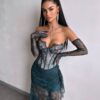 Roheline maxi kleit "LACE MUSE"