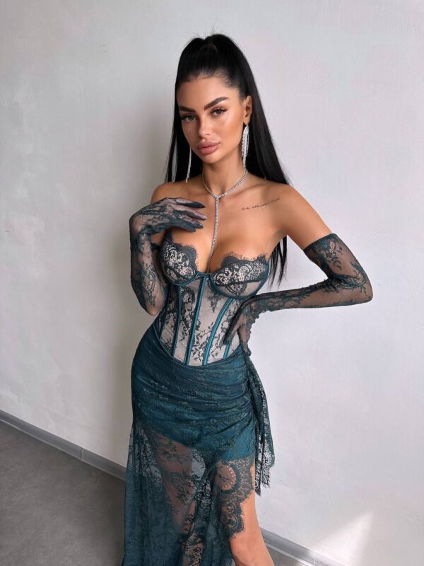 Roheline maxi kleit "LACE MUSE"