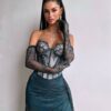 Roheline maxi kleit "LACE MUSE"