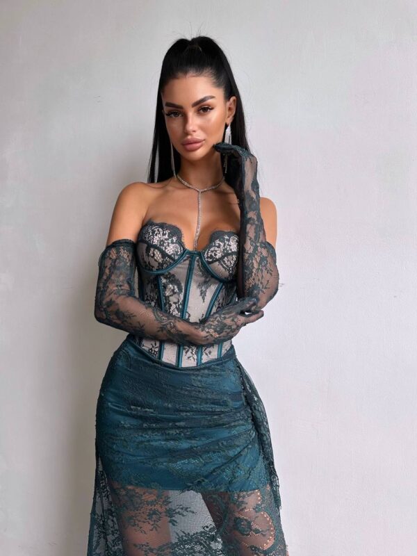 Roheline maxi kleit "LACE MUSE"