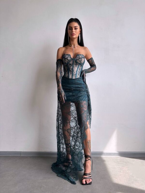 Roheline maxi kleit "LACE MUSE"