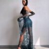 Roheline maxi kleit "LACE MUSE"