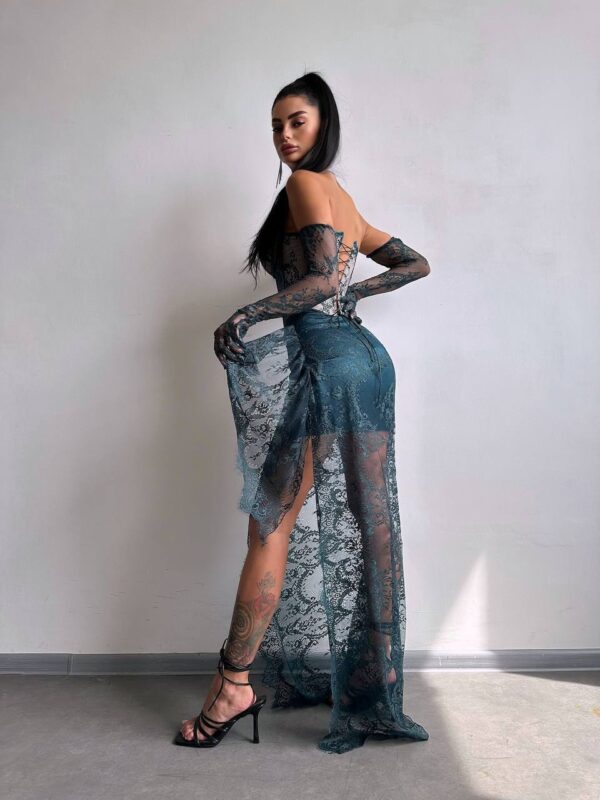 Roheline maxi kleit "LACE MUSE"