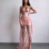 Puudriroosa maxi kleit "LACE MUSE"