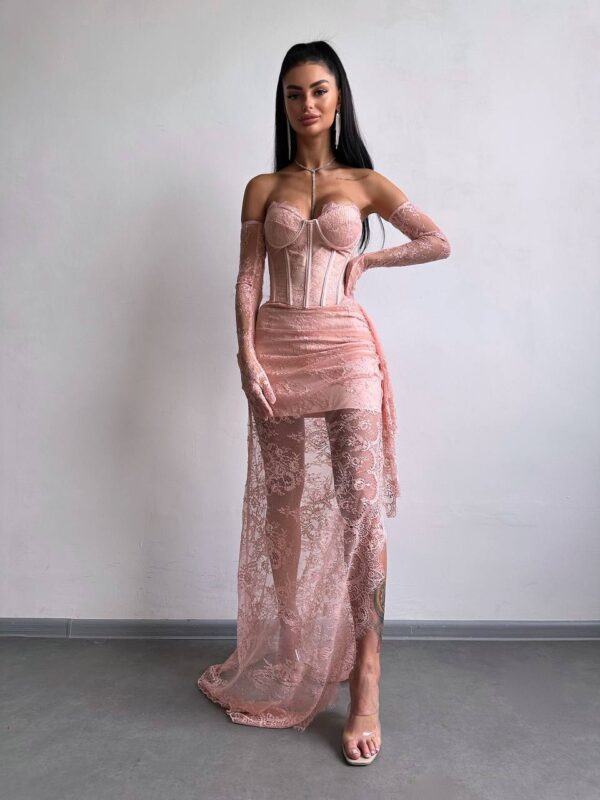 Lace-Muse-37 Puudriroosa maxi kleit "LACE MUSE"