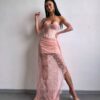 Puudriroosa maxi kleit "LACE MUSE"