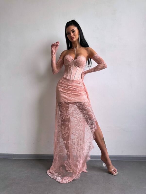 Puudriroosa maxi kleit "LACE MUSE"
