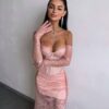Puudriroosa maxi kleit "LACE MUSE"
