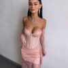 Puudriroosa maxi kleit "LACE MUSE"