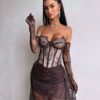 Pruun maxi kleit "LACE MUSE"