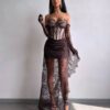 Pruun maxi kleit "LACE MUSE"