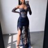 Sinine maxi kleit "LACE MUSE"