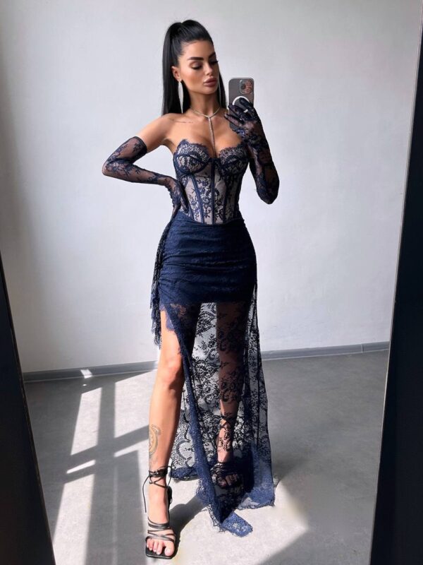 Sinine maxi kleit "LACE MUSE"