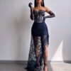 Sinine maxi kleit "LACE MUSE"