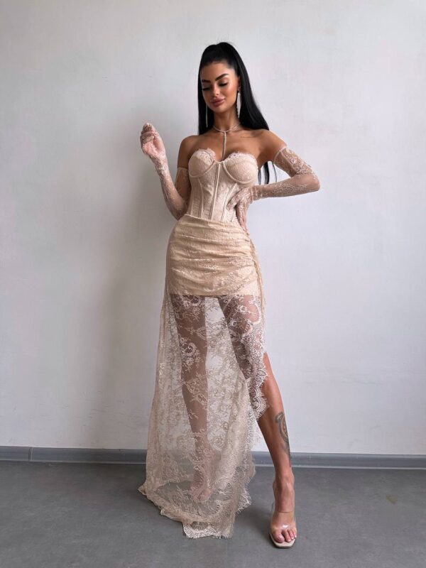 Beež maxi kleit "LACE MUSE"