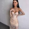 Beež maxi kleit "LACE MUSE"
