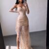 Beež maxi kleit "LACE MUSE"