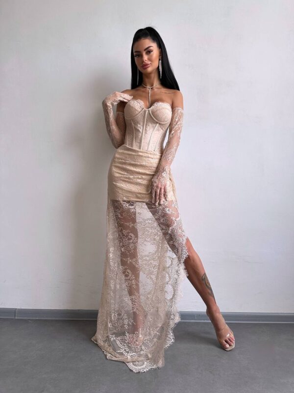 Beež maxi kleit "LACE MUSE"