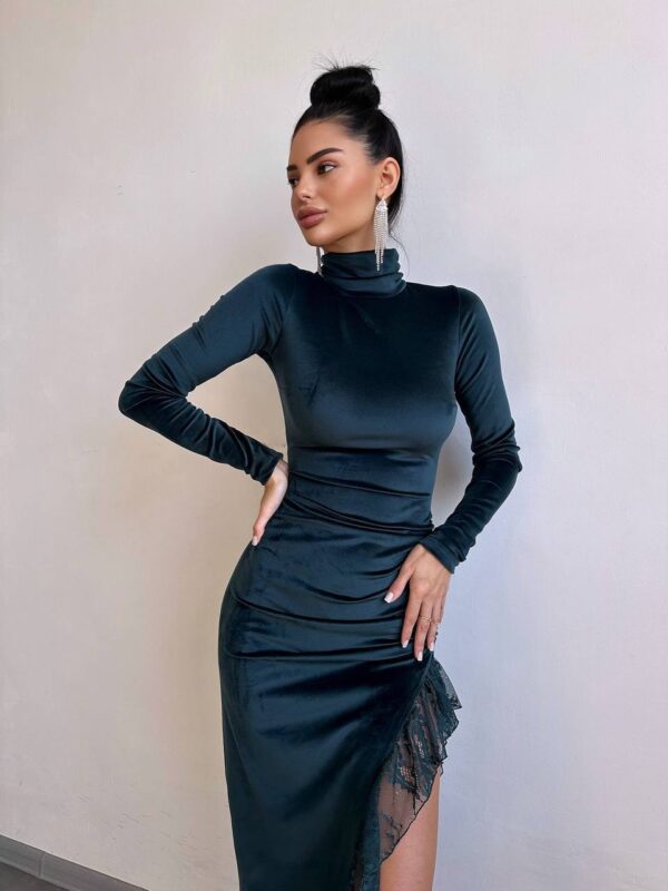 Roheline midi kleit "VELVET NOIR"