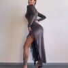 Pruun midi kleit "VELVET NOIR"