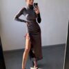 Pruun midi kleit "VELVET NOIR"