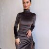 Pruun midi kleit "VELVET NOIR"