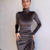 Pruun midi kleit "VELVET NOIR"